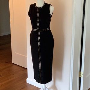Ann Mashburn Studded Sheath Dress Wool In Vicuna Sleeveless Size 2